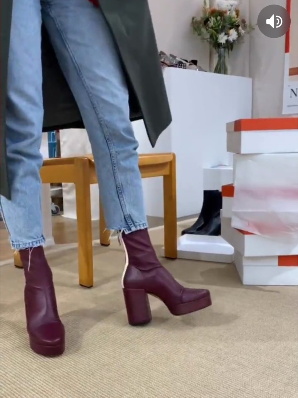 Nomasei Summertime Platform Ankle Sock Boots Burgundy